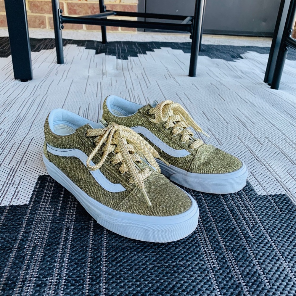 Gold Sparkle Vans Size 7